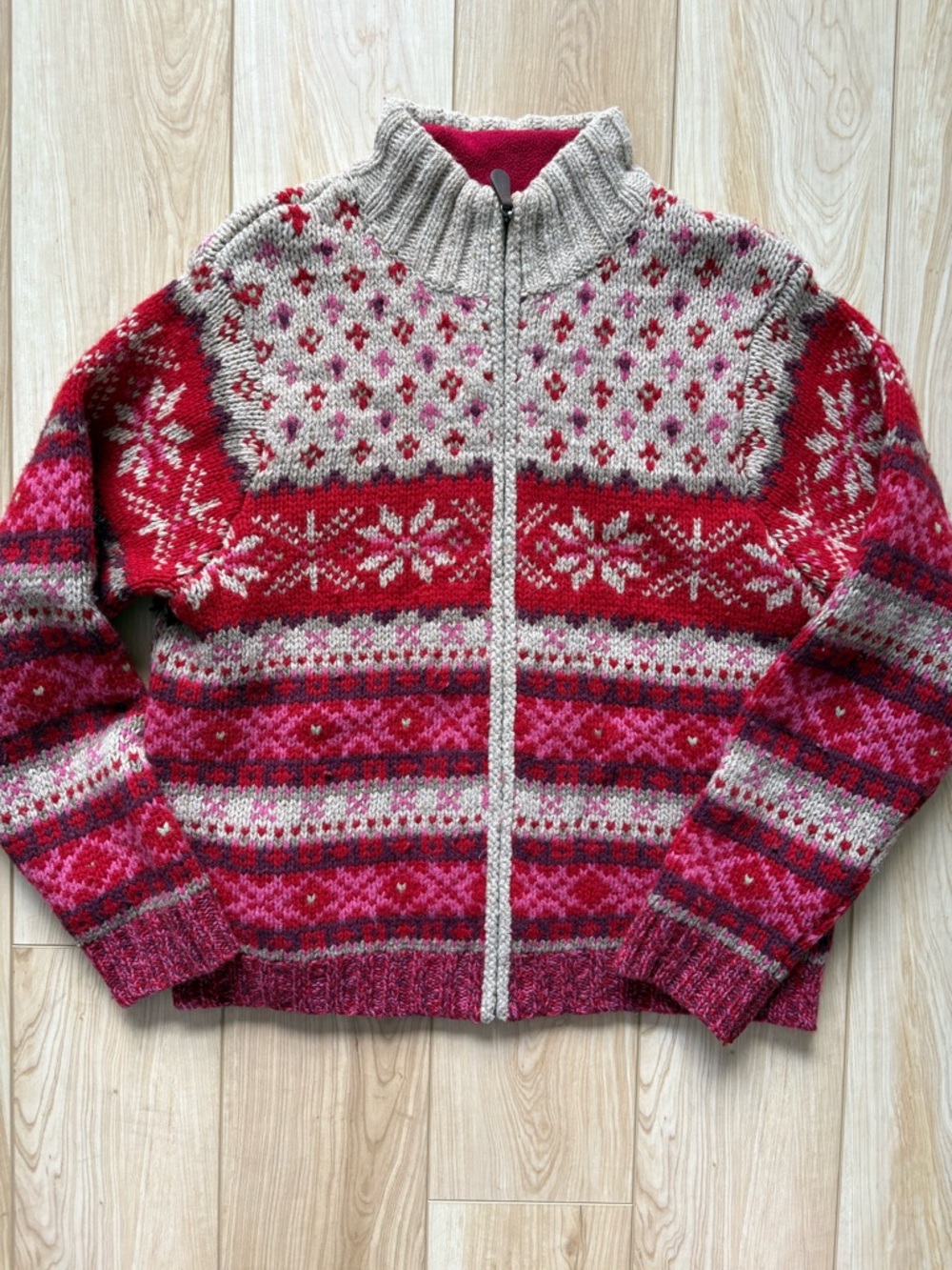 Vintage Eddie Bauer Fair Isle Knit Zip Cardigan Y2K Cottage Cozy